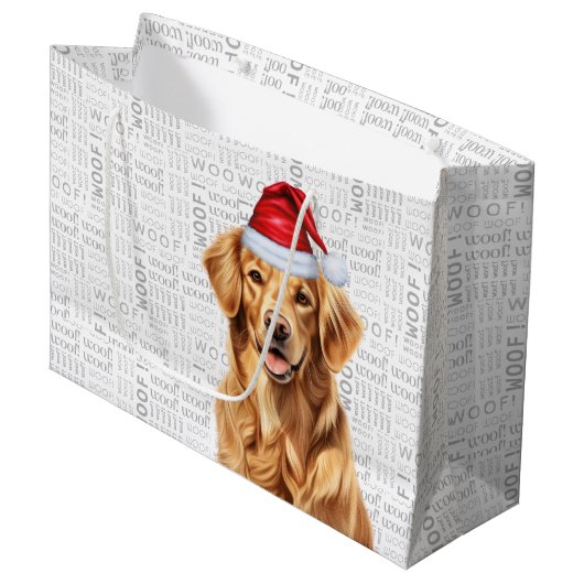 Grappige Kerst Golden Retriever Hond Vakantie Groot Cadeauzakje (Voorkant Gekanteld)