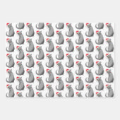 Grappige Kerst Grijze Kat Inpakpapier Vel (Voorkant)