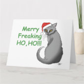 Grappige Kerst Grijze Kat Kaart (Voorkant)