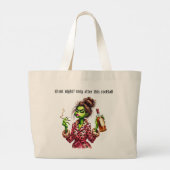 Grappige kerst Grumpy Green Furry Vrouwen Grote Tote Bag (Achterkant)