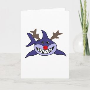 Grappige kerst haai rendieren feestdagen kaart