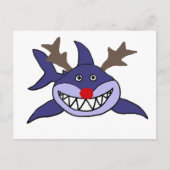 Grappige kerst haai rendieren feestdagenkaart (Voorkant)
