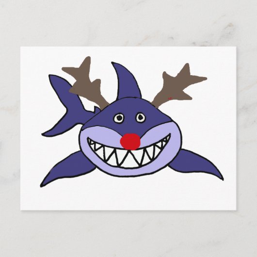 Grappige kerst haai rendieren feestdagenkaart (Voorkant)