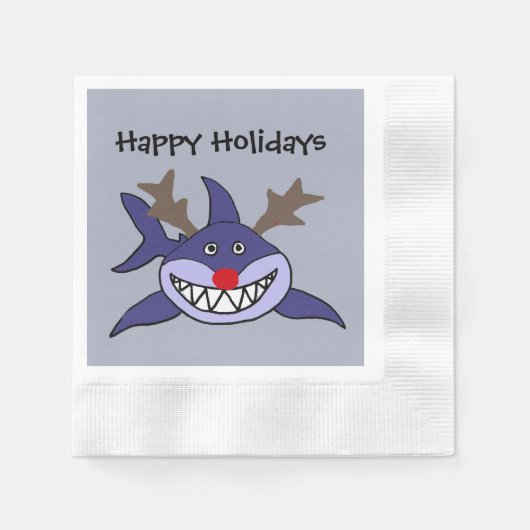 Grappige kerst haai rendieren servet (Voorkant)