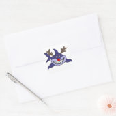 Grappige kerst haai rendieren vierkante sticker (Envelop)
