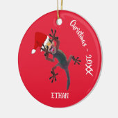 Grappige kerst hagedis gekko foto keramisch ornament (Links)