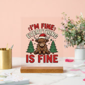 Grappige kerst Highland koe Ik ben prima Alles is Acryl Bord (Huwelijk)