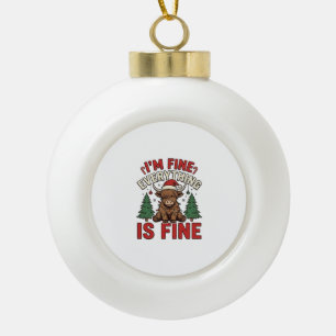 Grappige kerst Highland koe Ik ben prima Alles is Keramische Bal Ornament