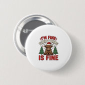 Grappige kerst Highland koe Ik ben prima Alles is  Ronde Button 5,7 Cm (Voorkant /achterkant)