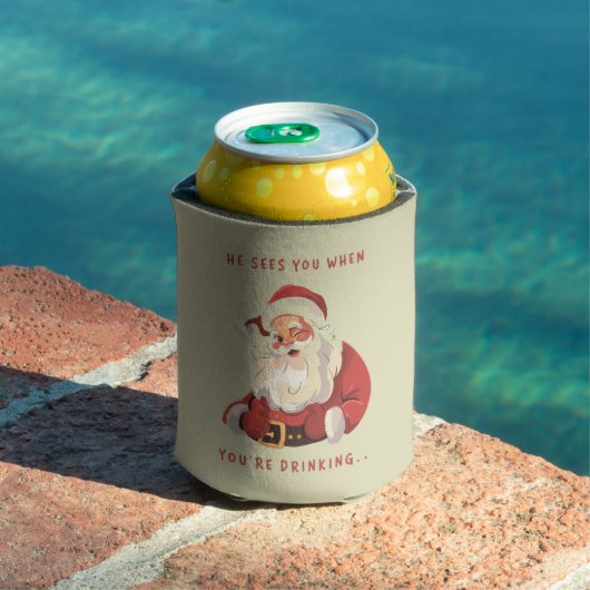 Grappige kerst, hij ziet je als je Drink Blikjeskoeler (Insitu Zwembad)