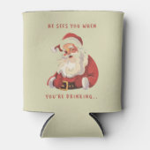 Grappige kerst, hij ziet je als je Drink Blikjeskoeler (Voorkant)