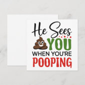 Grappige kerst hij ziet je als je poepen feestdagenkaart (Voorkant / Achterkant)