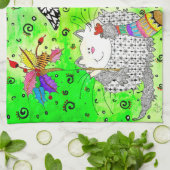 Grappige Kerst Hond, Kat en Muis Keuken Handdoek (Gevouwen)