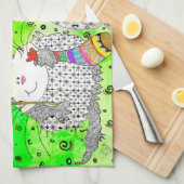 Grappige Kerst Hond, Kat en Muis Keuken Handdoek (Quarter Fold)