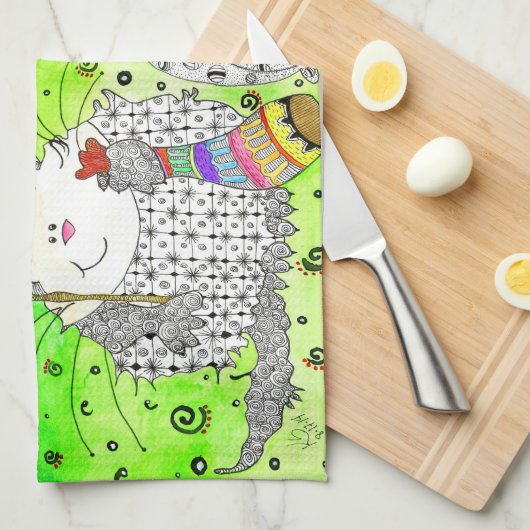 Grappige Kerst Hond, Kat en Muis Keuken Handdoek (Quarter Fold)