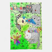 Grappige Kerst Hond, Kat en Muis Keuken Handdoek (Verticaal)