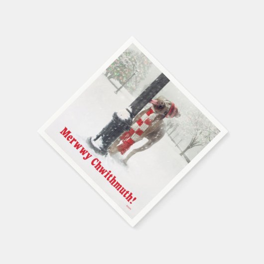 Grappige Kerst Hond Likks Pool Servetten (Hoek)