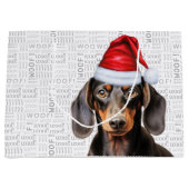 Grappige Kerst Hond Teckel Liefhebber Woof woorden Groot Cadeauzakje (Voorkant)