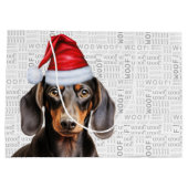 Grappige Kerst Hond Teckel Liefhebber Woof woorden Groot Cadeauzakje (Achterkant)