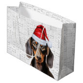 Grappige Kerst Hond Teckel Liefhebber Woof woorden Groot Cadeauzakje (Voorkant Gekanteld)