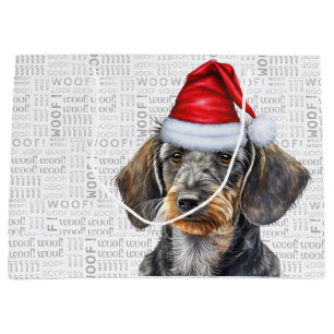 Grappige Kerst Hond Wirehair Teckel Woofwoorden Groot Cadeauzakje
