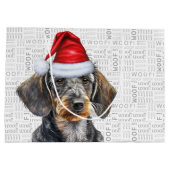 Grappige Kerst Hond Wirehair Teckel Woofwoorden Groot Cadeauzakje (Achterkant)