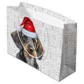Grappige Kerst Hond Wirehair Teckel Woofwoorden Groot Cadeauzakje (Achterkant Gekanteld)