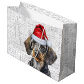 Grappige Kerst Hond Wirehair Teckel Woofwoorden Groot Cadeauzakje (Voorkant Gekanteld)