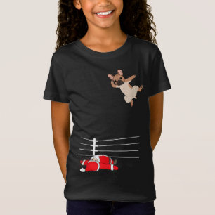 Grappige kerst hond Xmas worstelen Santa en Frans T-shirt