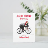 Grappige Kerst Honing Badger op een fiets Custom Feestdagenkaart (Staand voorkant)
