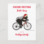 Grappige Kerst Honing Badger op een fiets Custom Feestdagenkaart (Voorkant)