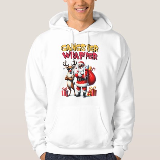 Grappige kerst hoodie - Gangster Wrapper Santa (Voorkant)