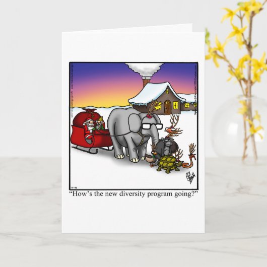 Grappige Kerst Humor Wenskaart Kaart (Gele Bloem)