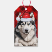Grappige kerst Husky voor Hondenliefhebbers Buffal Cadeaulabel (Voorkant)