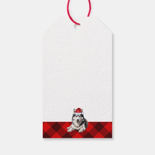 Grappige kerst Husky voor Hondenliefhebbers Buffal Cadeaulabel (Achterkant)