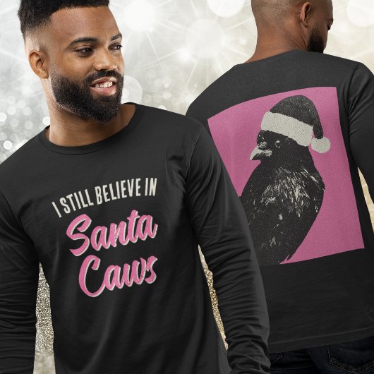 Grappige kerst, ik geloof dat Santa Caws met lange Tri-Blend Shirt
