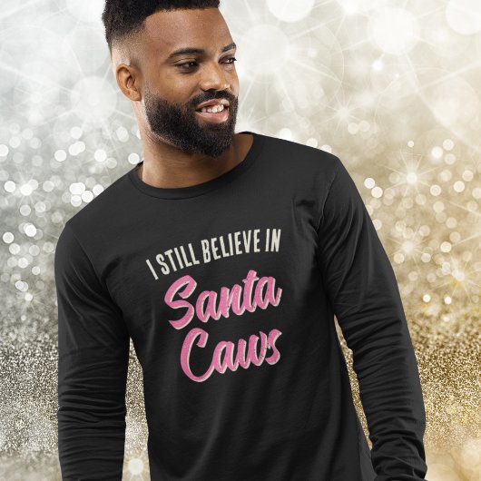 Grappige kerst, ik geloof dat Santa Caws met lange Tri-Blend Shirt