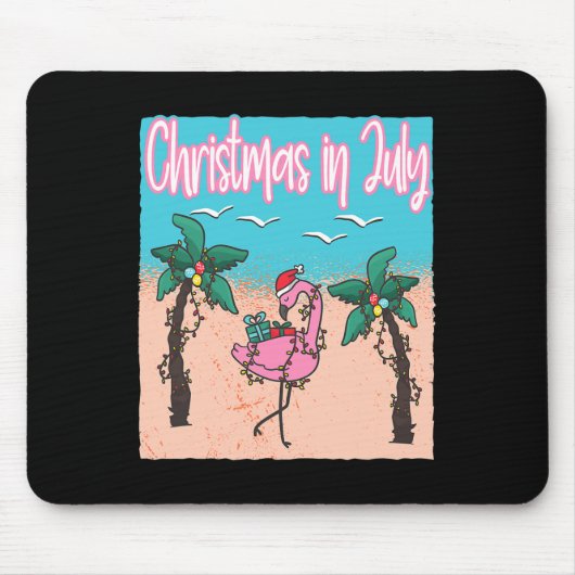 Grappige kerst in juli flamingo kerst in juli muismat (Voorkant)