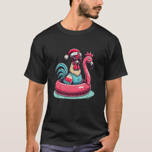 Grappige kerst in juli Haan Santa Flamingo Flo T-shirt