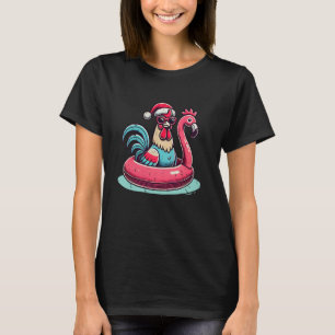 Grappige kerst in juli Haan Santa Flamingo Flo T-shirt