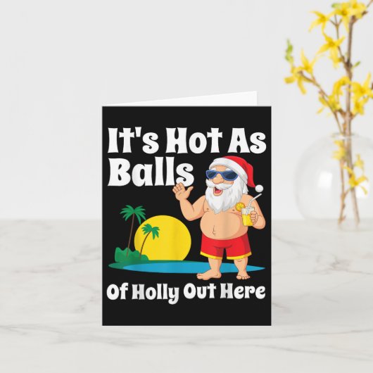 Grappige kerst in juli heet als Santa Summer Party Kaart (Gele Bloem)