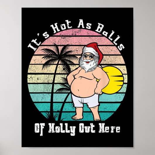 Grappige kerst in juli heet als Santa Summer Party Poster (Voorkant)