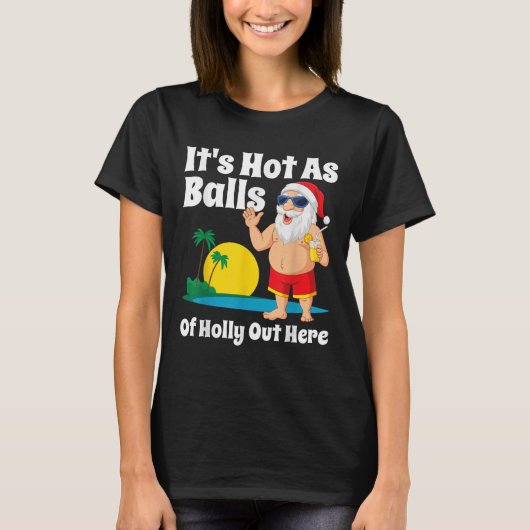 Grappige kerst in juli heet als Santa Summer Party T-shirt (Voorkant)
