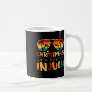 Grappige kerst in juli kerstman hoed zonnebril zom koffiemok
