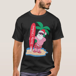 Grappige kerst in juli Kerstman surft op de T-shirt