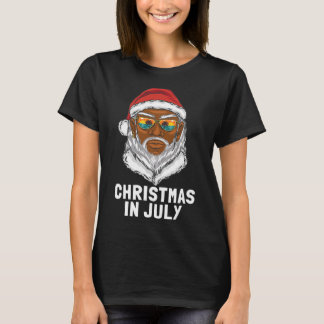 Grappige kerst in juli kerstman zonnebril zomer va t-shirt