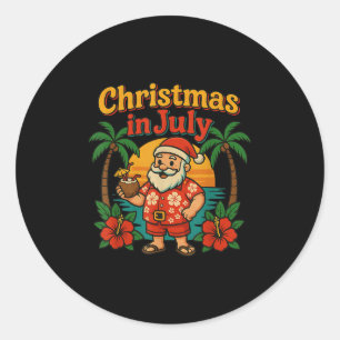 Grappige kerst in juli patriottische zomer kerstma ronde sticker
