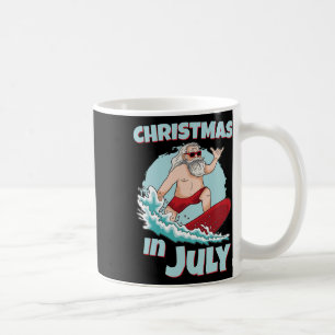 Grappige kerst in juli zomer kerstman surfen surfb koffiemok