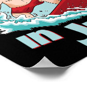 Grappige kerst in juli zomer kerstman surfen surfb poster (Hoek)