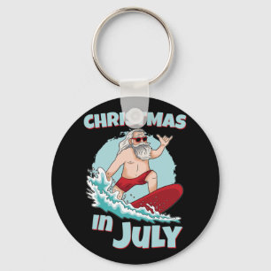 Grappige kerst in juli zomer kerstman surfen surfb sleutelhanger
